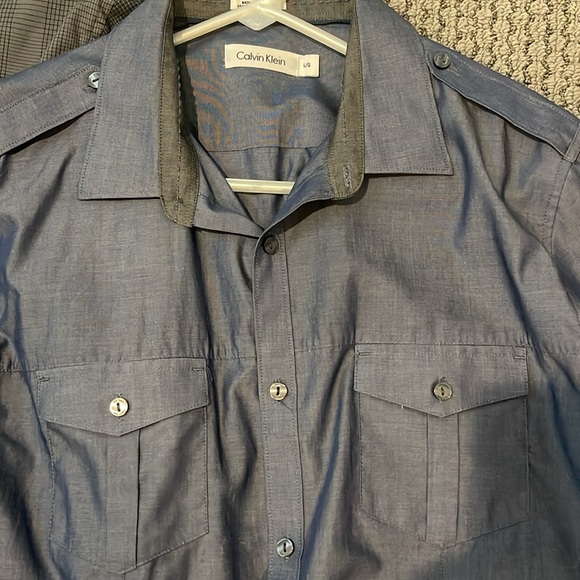 Bundle of 2 Calvin Klein large long sleeve collared button up shirts. - Picture 2 of 4